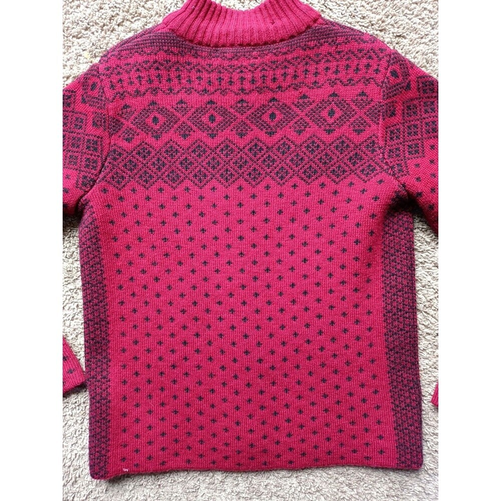 lands End Cardigan Sweater Men's Small Full Zip Wool Red Long Sleeve - Picture 9 of 11